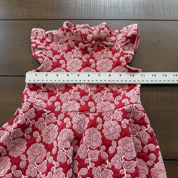 Janie and Jack Red Floral Jacquard Dress Girls Size 4 Holiday Party - Picture 6 of 8